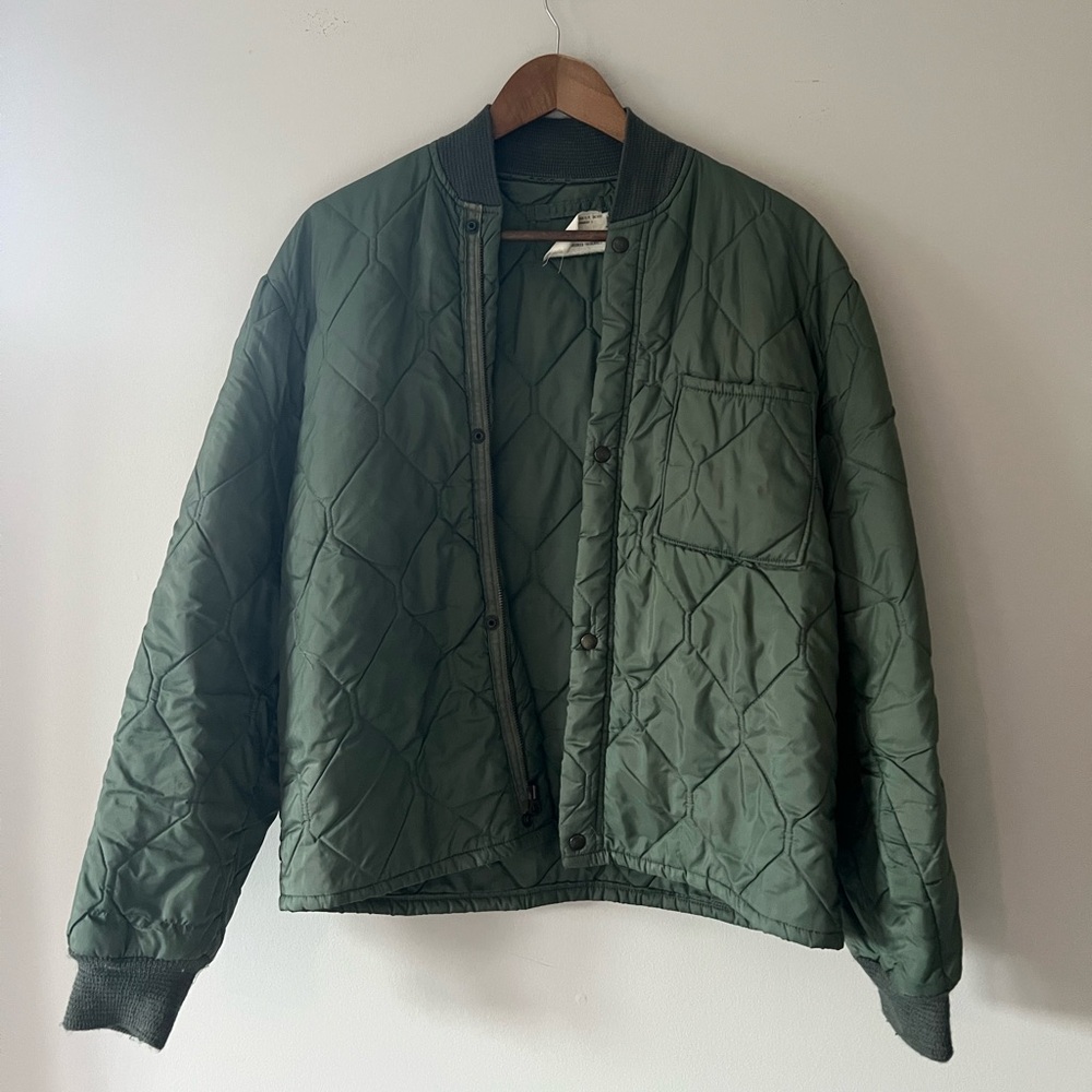 Men's Olive Quilted Puffer Jacket